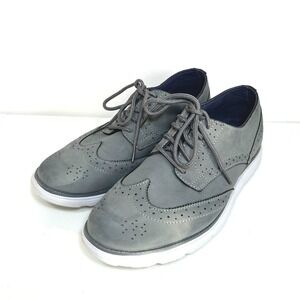 Dexter Men's Comfort Shoes Memory Foam Size 10 Gray Faux Suede Brogue Wingtip